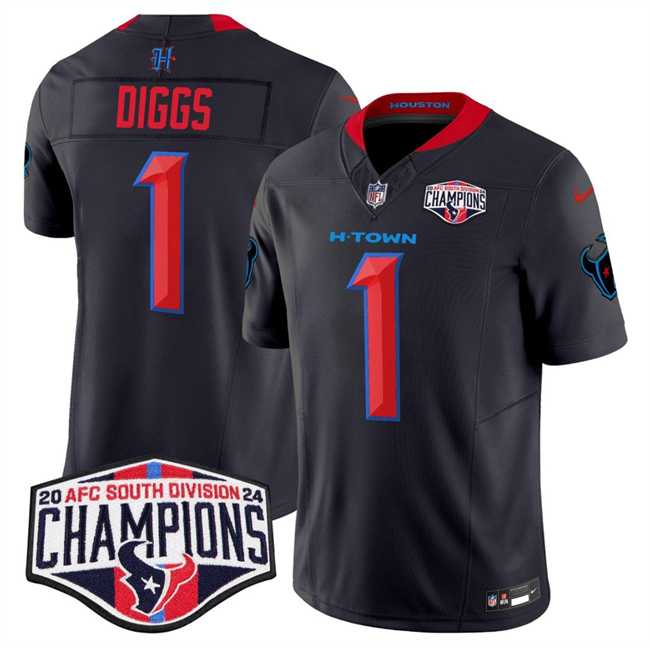 Mens Houston Texans #1 Stefon Diggs Navy 2nd Alternate F.U.S.E. 2024 AFC South Division Champions Vapor Limited Stitched Jersey